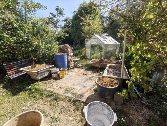 Bath tubs filled with clay