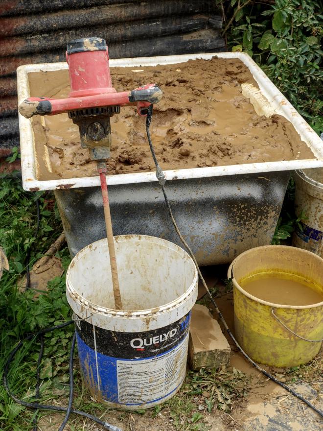 Mixing clay