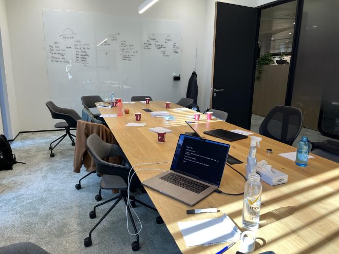 Meeting room with whiteboard