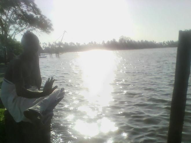 Wilson and a river. Stopped the car on a bridge.